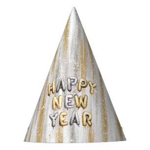 Happy New Year's Eve Silver Gold Celebration Party Hat