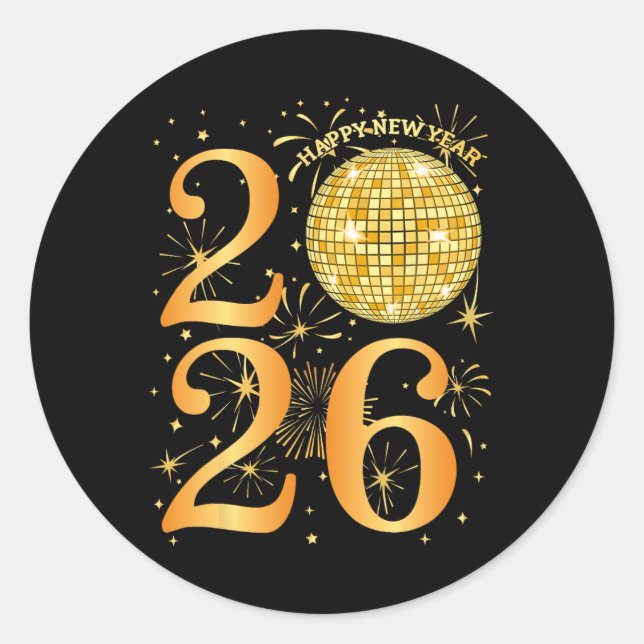 Happy New Years Fireworks 2026 New Year's Eve Part Classic Round Sticker (Front)