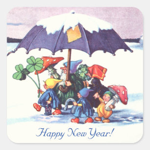 Happy New Year's Gnomes Square Sticker