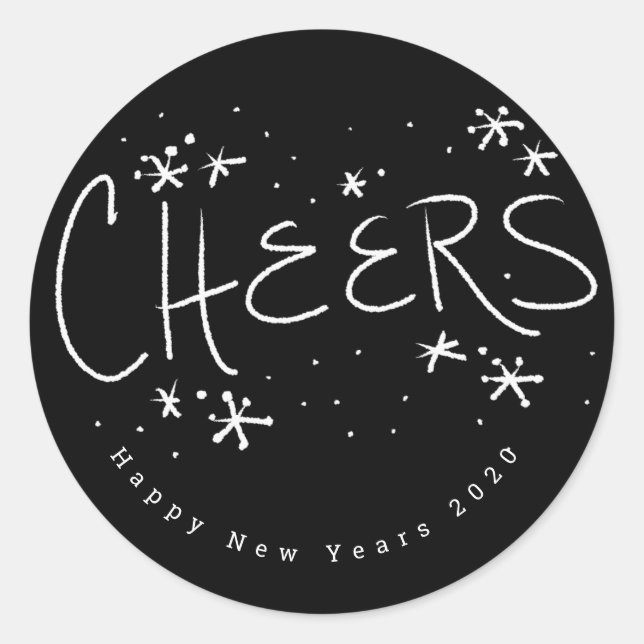 Happy New Years Hand Lettering Favour Classic Round Sticker (Front)