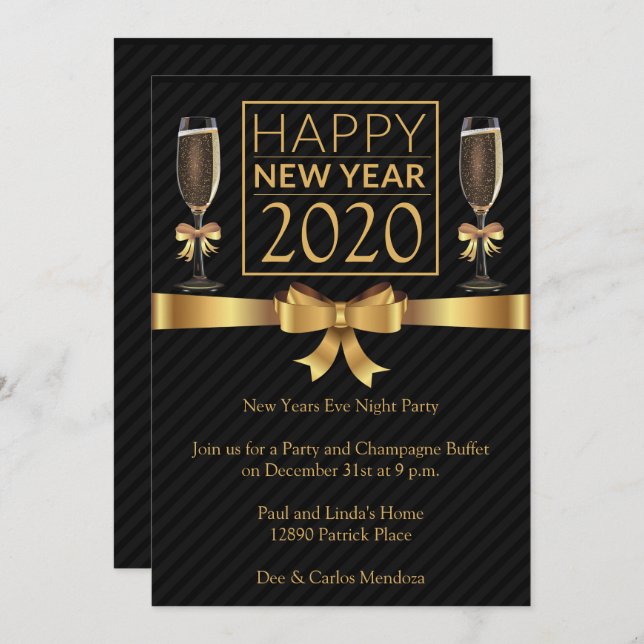 Happy New Years Night Party Invitation (Front/Back)