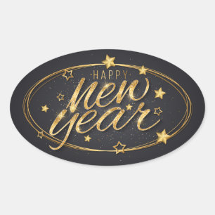 Happy New Years Oval Sticker