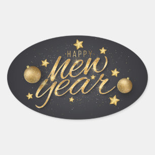 Happy New Years Oval Sticker