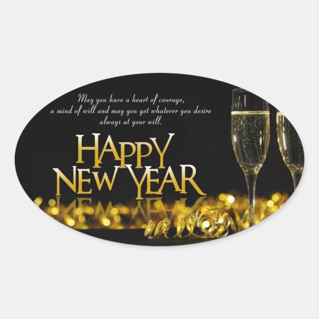 Happy New Years Oval Sticker (Front)