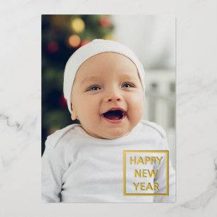 Happy New Years Photo Foil Holiday Card