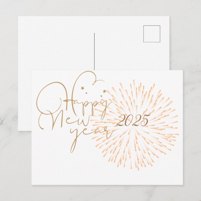 HAPPY NEW YEARS POSTCARD WITH GOLDEN DETAILS (Front/Back)