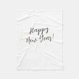 Happy New Years Simple Calligraphy Script Fleece Blanket