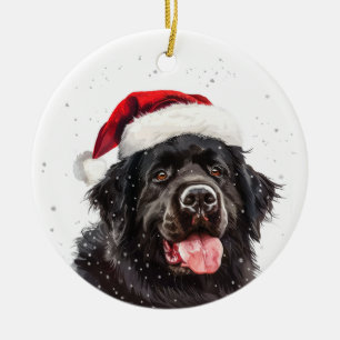 Happy Newfoundland Dog Christmas Personalized Ceramic Tree Decoration