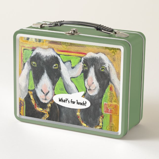 Happy Nigerian Goats "What's For Lunch?" lunch box (Front)