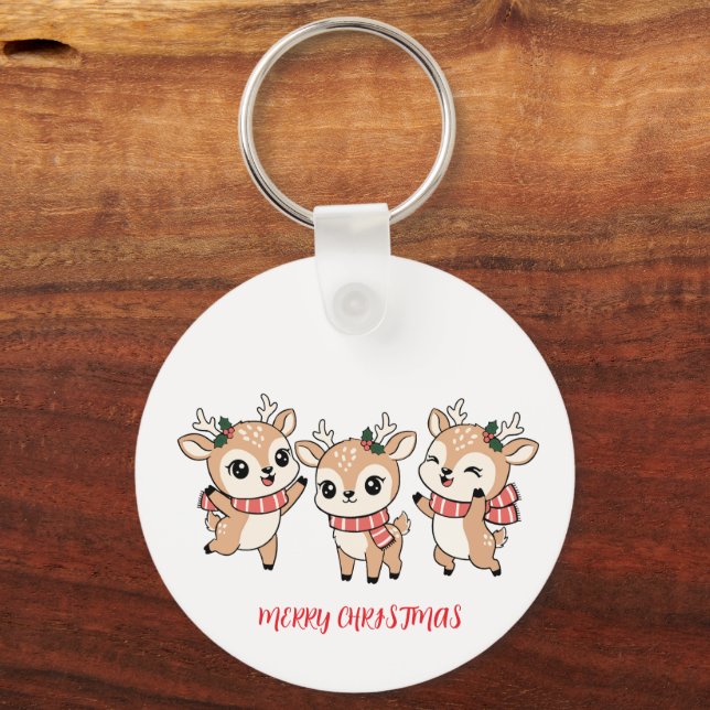 Happy Noel Baby Deers Key Ring (Back)