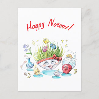 Happy Norooz Haft Sin funny table Postcard