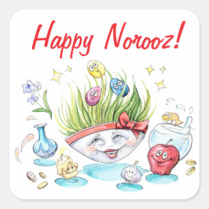 Happy Norooz Haft Sin funny table Square Sticker