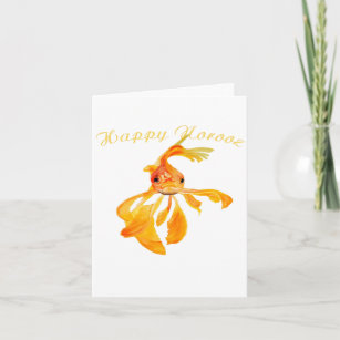 Happy Norooz Persian New Year Goldfish Isolated Card