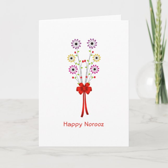 Happy Norooz Persian New Year Greeting Card-Flower Holiday Card (Front)