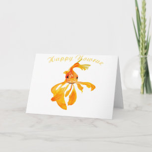 Happy Nowruz Persian New Year Goldfish Isolated Card