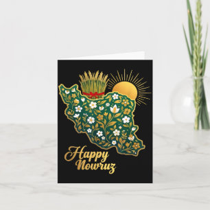 Happy Nowruz Persian New Year Iran Map Floral Card