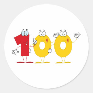 Happy Number 100 Classic Round Sticker