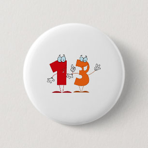 Happy Number 13 6 Cm Round Badge