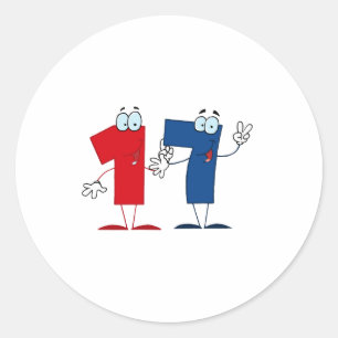 Happy Number 17 Classic Round Sticker