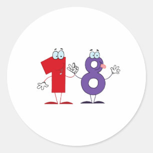 Happy Number 18 Classic Round Sticker