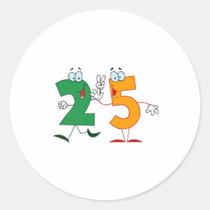 Happy Number 25 Classic Round Sticker