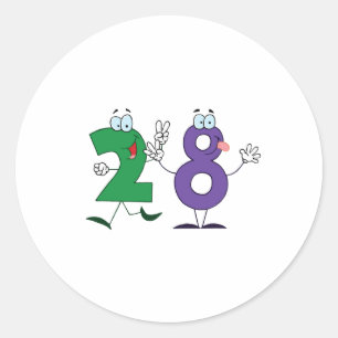 Happy Number 28 Classic Round Sticker