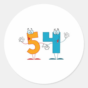 Happy Number 54 Classic Round Sticker