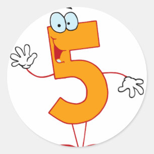 Happy Number 5 Classic Round Sticker