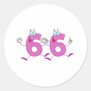 Happy Number 66 Classic Round Sticker