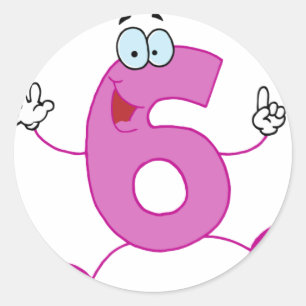 Happy Number 6 Classic Round Sticker