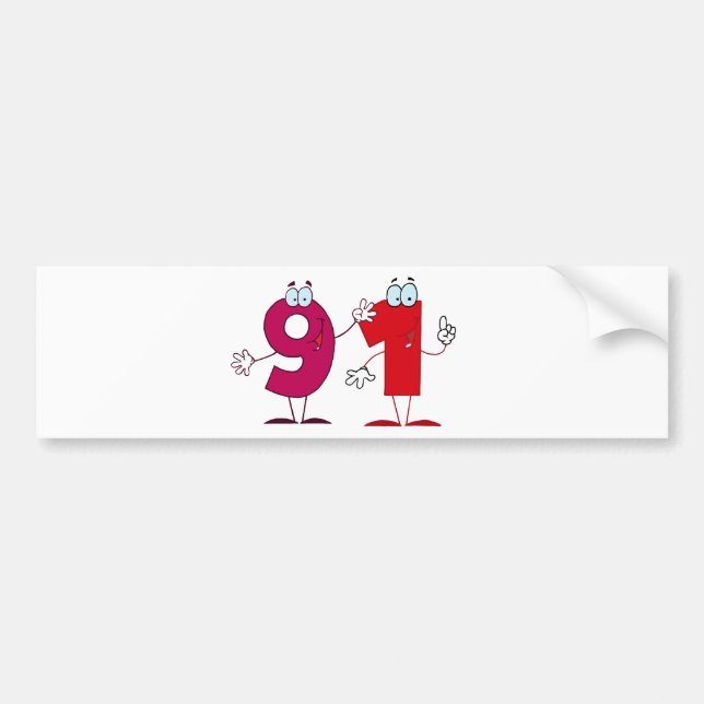 Happy Number 91 Bumper Sticker (Front)