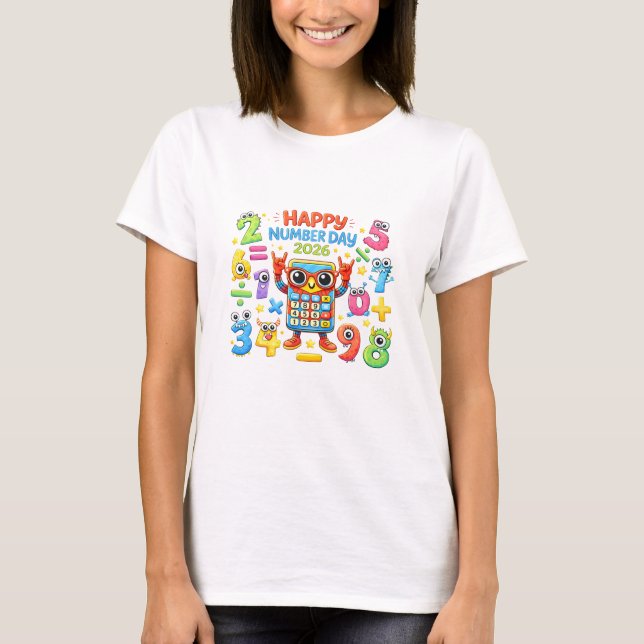 Happy Number Day 2026 Cute Maths T Shirt for Kids (Front)