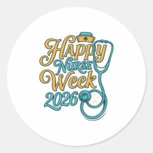Happy Nurse Week 2026 Stethoscope Shirt Design_1 Classic Round Sticker