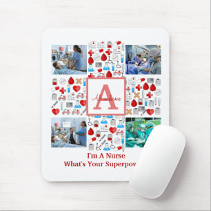 Happy Nurses Day 4 photo collage cross monogram Mouse Mat