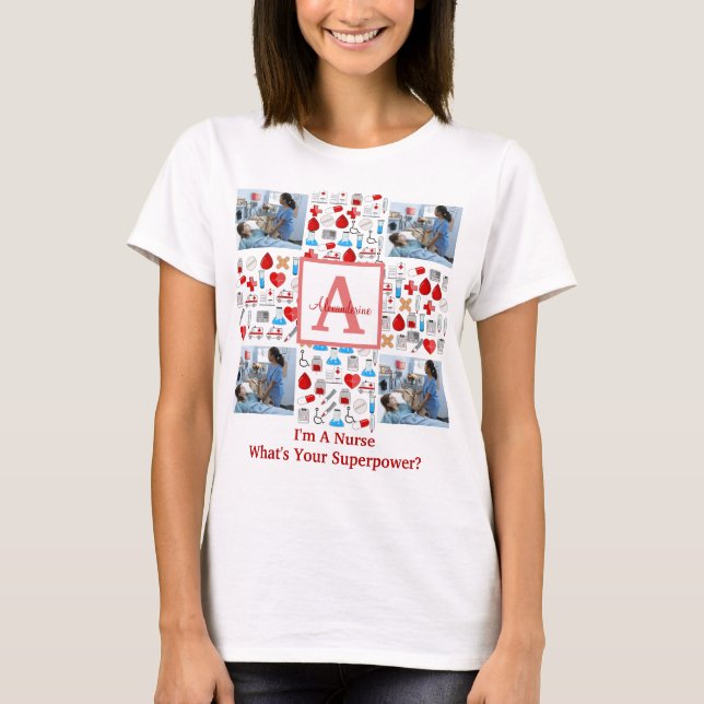Happy Nurses Day 4 photo collage cross monogram T-Shirt (Front)