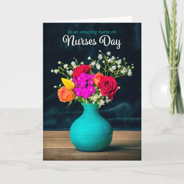 Happy Nurses Day Beautiful Flower Arrangement  Holiday Card (Front)