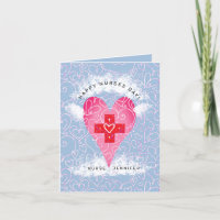Happy Nurses Day Blue Pink Heart Personalised