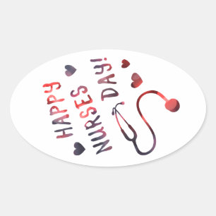 happy nurses day BOKEH Oval Sticker