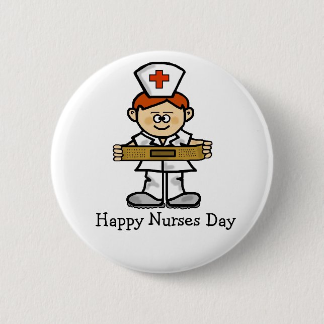 Happy Nurses Day Button  Male Nurse with Red Hair (Front)