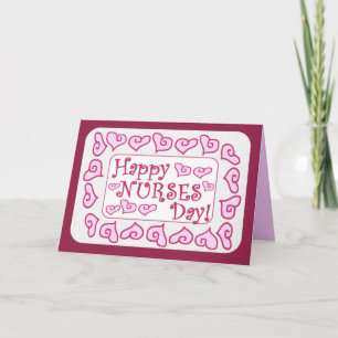 Happy Nurses Day Customisable Card - Pink Hearts