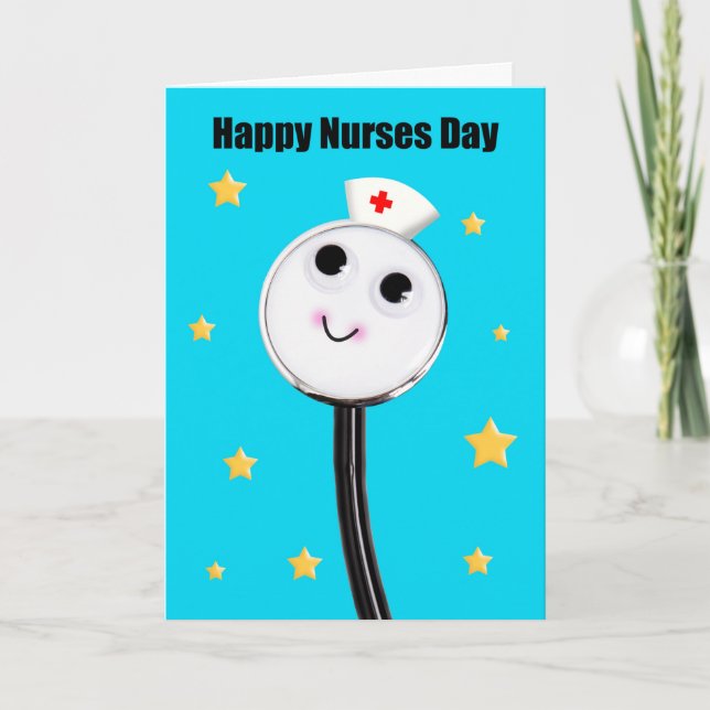 Happy Nurses Day Cute Stethoscope With Stars Holiday Card (Front)