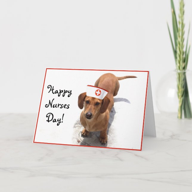 Happy Nurses Day Dachshund greeting card (Front)