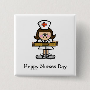 Happy Nurses Day Female Nurse Button