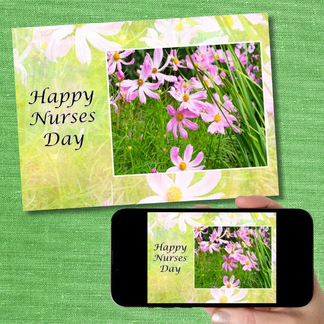 Happy Nurses Day Field Of Pink Cosmo Flowers Card (Creator Uploaded)