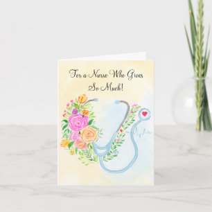 Happy Nurses Day Floral Stethoscope Appreciation Card