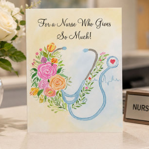 Happy Nurses Day Floral Stethoscope Appreciation Card