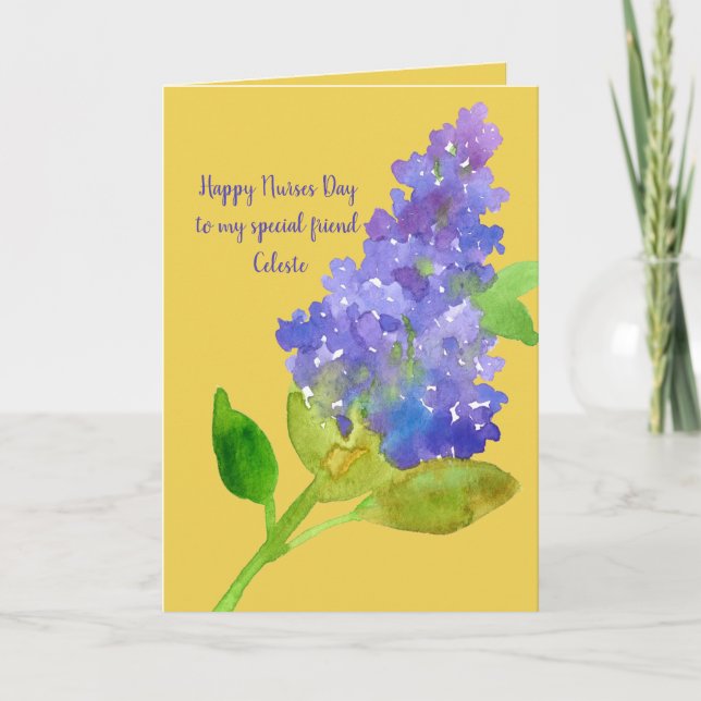 Happy Nurses Day Friend Lilac Flower Card (Front)