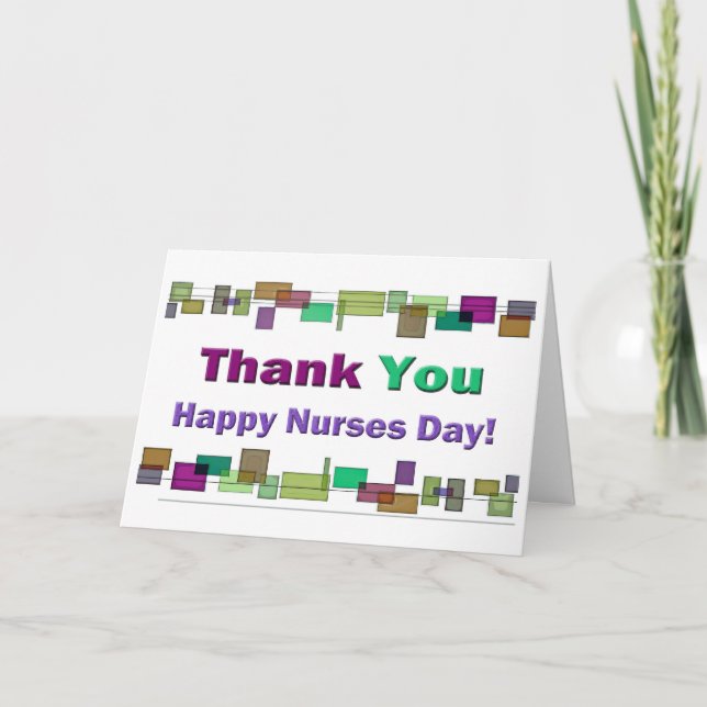 Happy Nurses Day Gift Colourful Squares Card (Front)