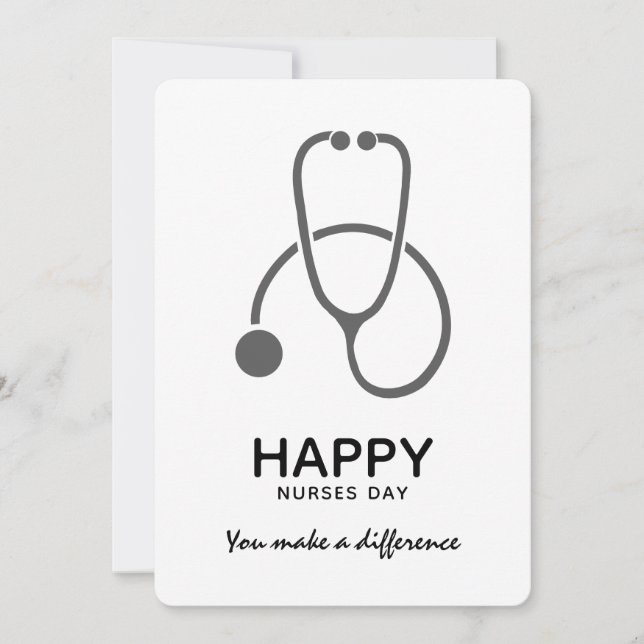 Happy Nurses Day Grey Stet Illustration Invitation (Front)