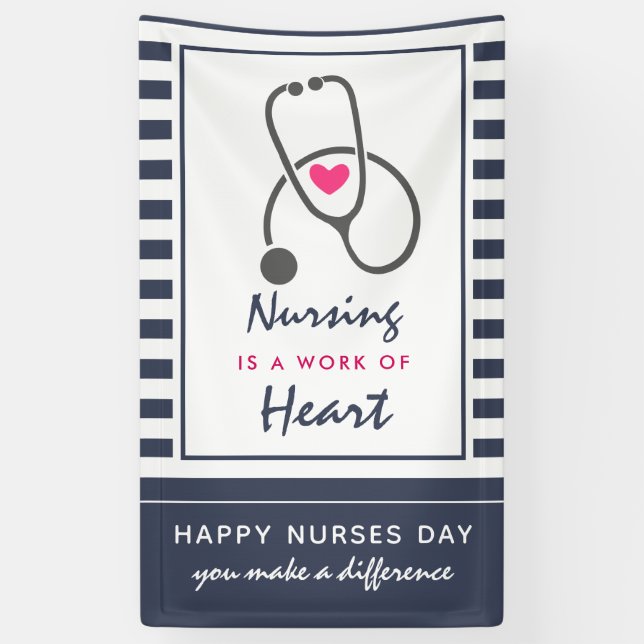Happy Nurses Day Grey Stethescope Illustration Banner (Vertical)